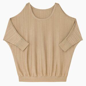 INC International Concepts Womens Dolman Sleeve Metallic Knit Gold Open Shoulder